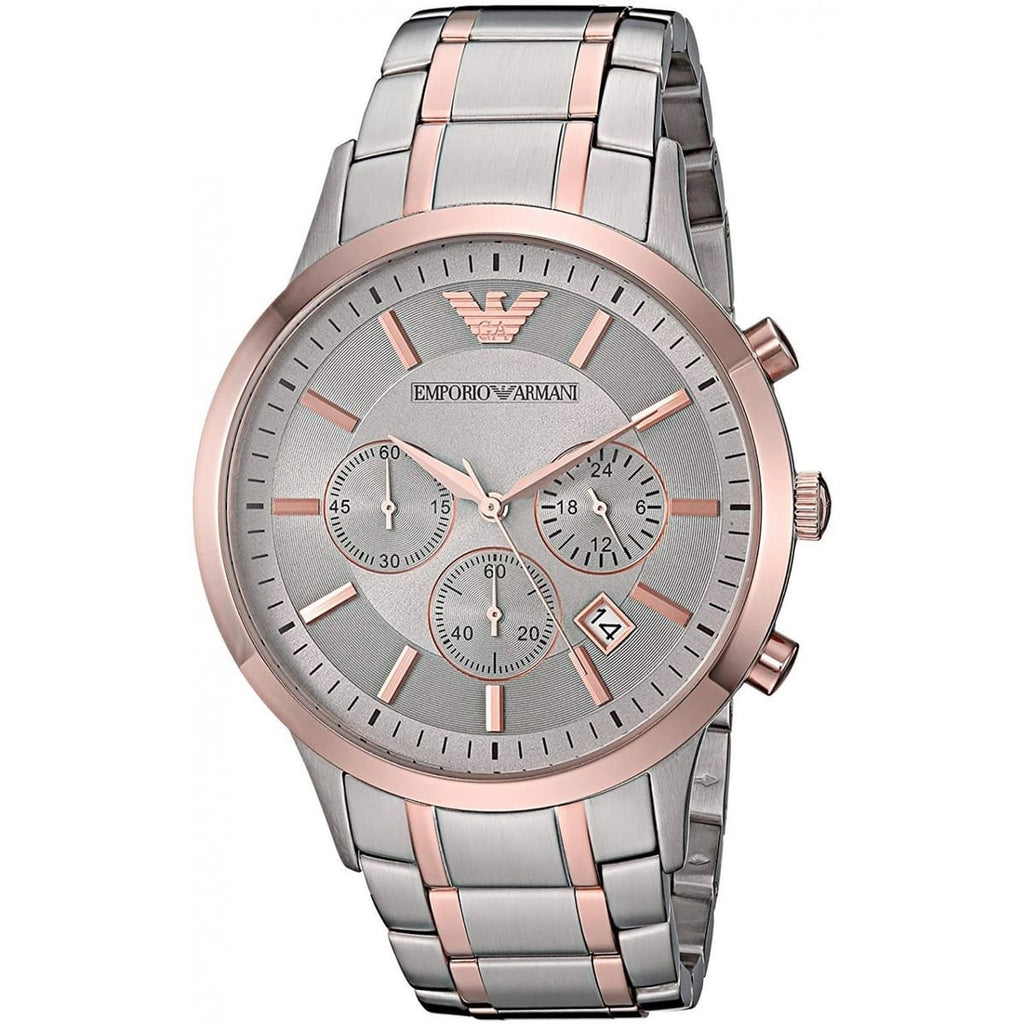 Emporio Armani Renato AR11076 Men's Chronograph Watch – Two-Tone Sunray & Two-Tone Stainless Steel Bracelet