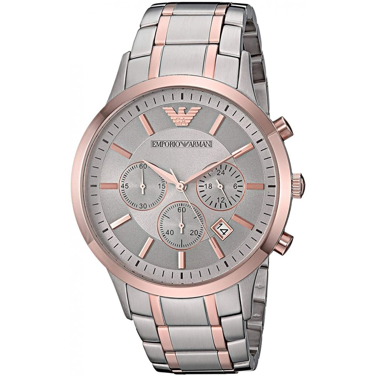 Emporio Armani Renato AR11076 Men's Chronograph Watch – Two-Tone Sunray & Two-Tone Stainless Steel Bracelet