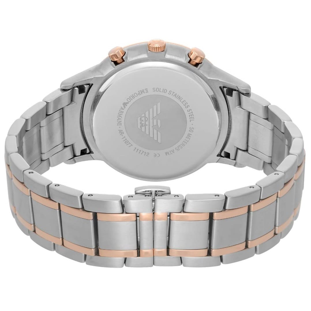 Emporio Armani Renato AR11076 Men's Chronograph Watch – Two-Tone Sunray & Two-Tone Stainless Steel Bracelet