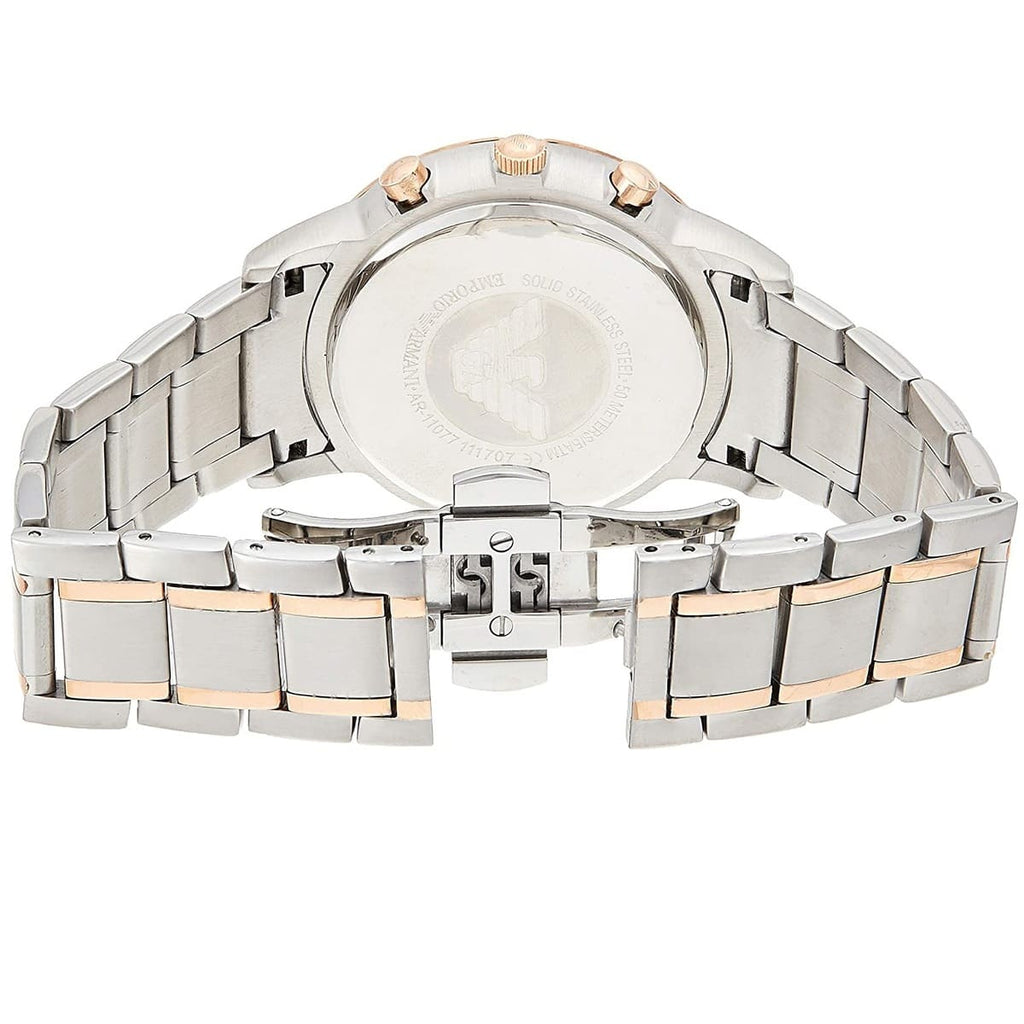 Emporio Armani Renato AR11076 Men's Chronograph Watch – Two-Tone Sunray & Two-Tone Stainless Steel Bracelet