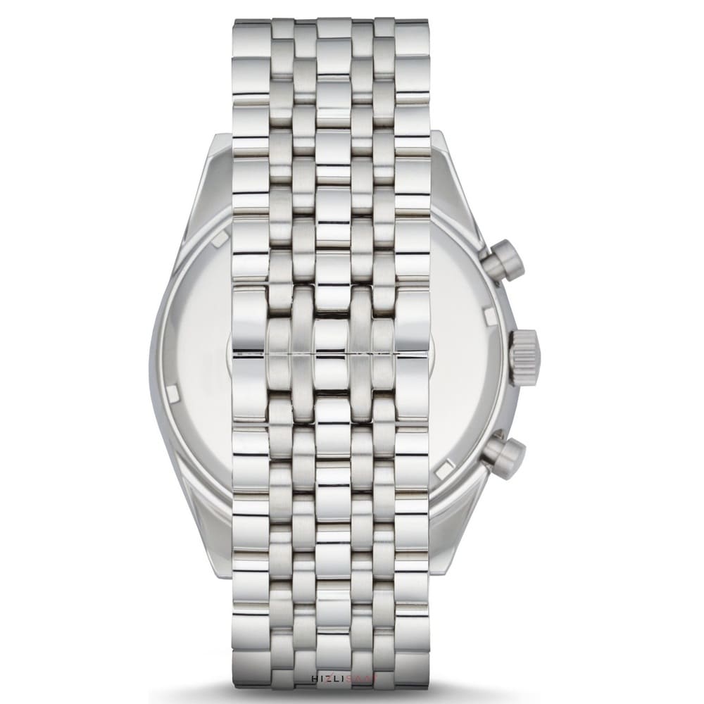 Emporio Armani Tazio AR6072 Men's Chronograph Watch – Navy Blue Sunray & Silver Stainless Steel Mesh Bracelet