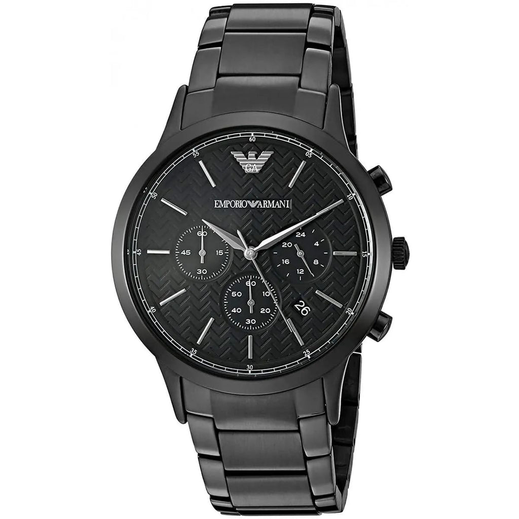 Emporio Armani Renato AR2485 Men's Chronograph Watch – Black & Black Stainless Steel Bracelet