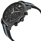 Emporio Armani Luigi AR1948 Men's Chronograph Watch – Black & Blue Textile Strap