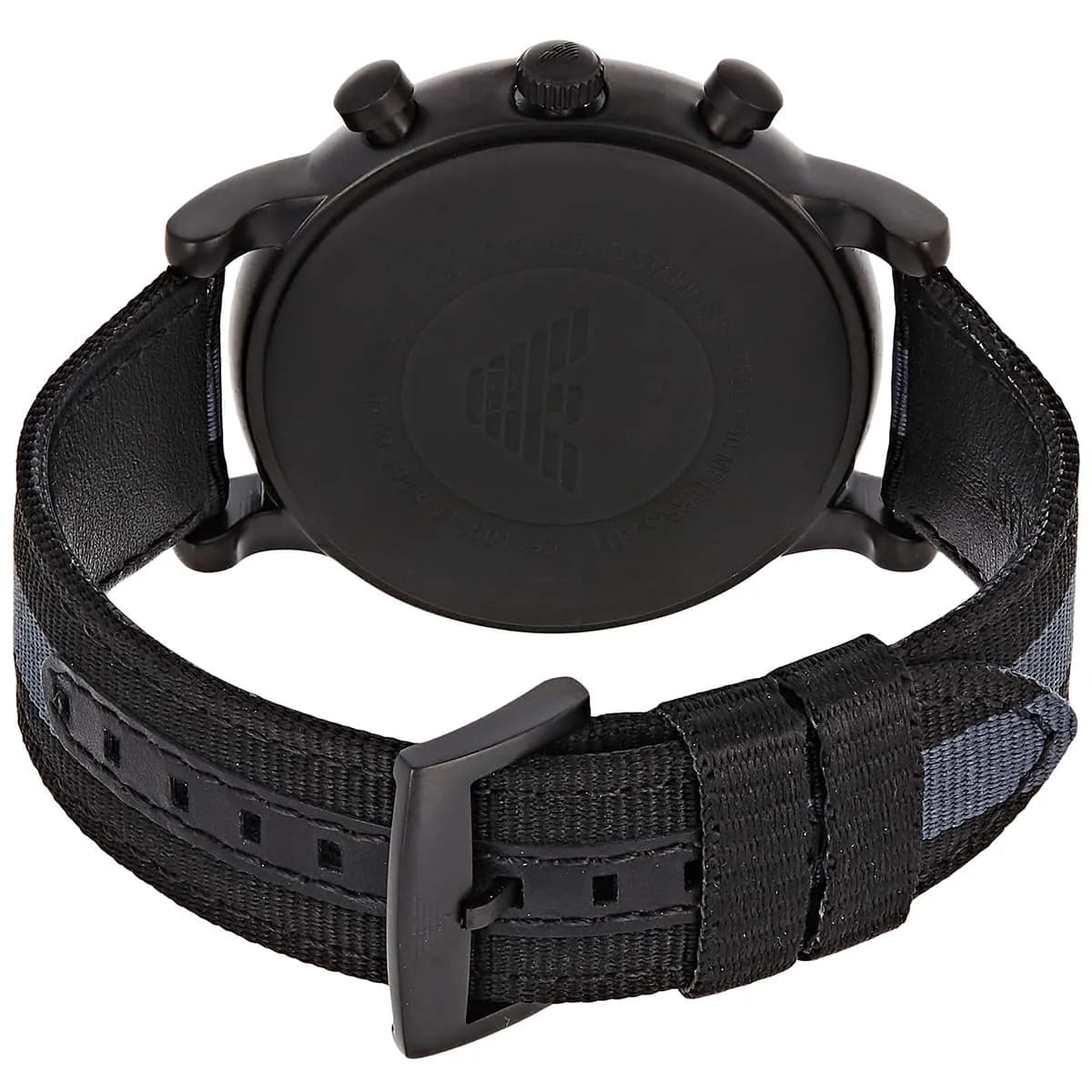 Emporio Armani Luigi AR1948 Men's Chronograph Watch – Black & Blue Textile Strap