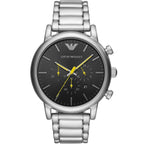 Emporio Armani Luigi AR11324 43mm Men's Chronograph Watch – Black & Yellow Stainless Steel Bracelet