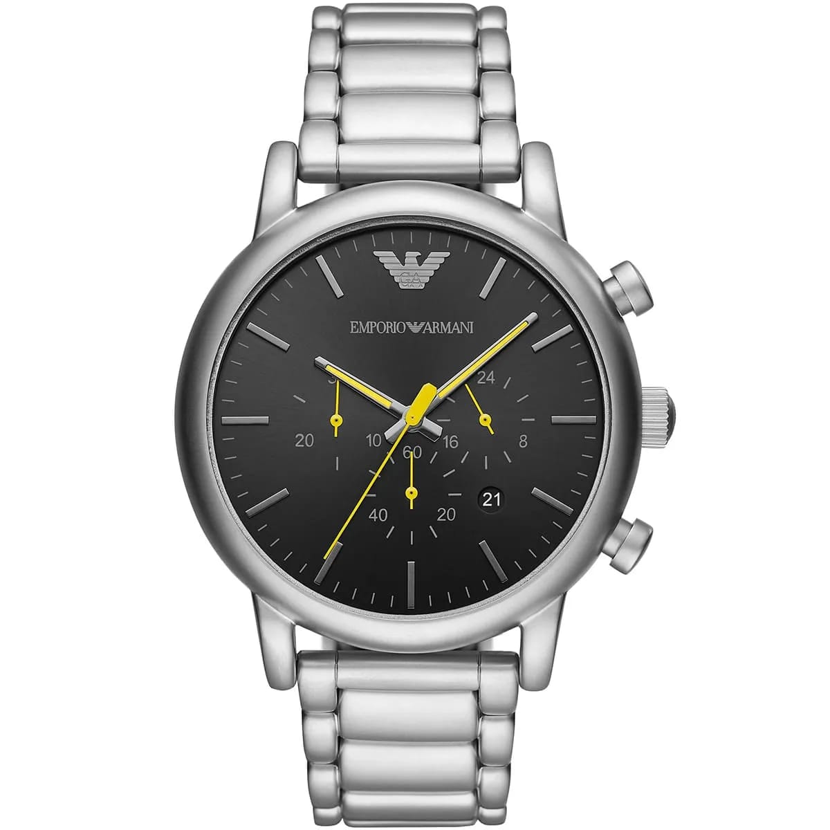 Emporio Armani Luigi AR11324 43mm Men's Chronograph Watch – Black & Yellow Stainless Steel Bracelet
