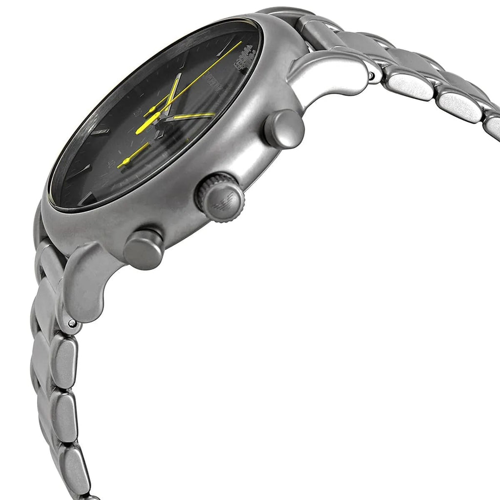 Emporio Armani Luigi AR11324 43mm Men's Chronograph Watch – Black & Yellow Stainless Steel Bracelet
