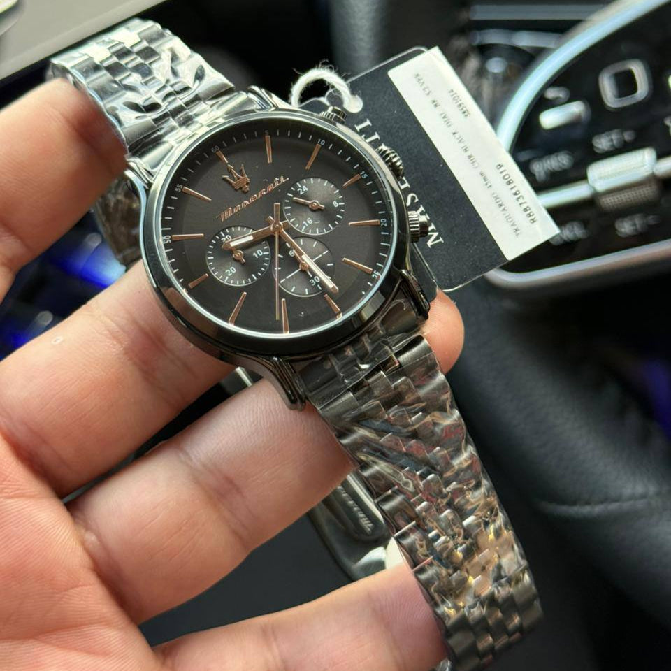 Maserati Epoca R8873618019 42mm Men’s Chronograph Watch – Black Dial & Black Jubilee Stainless Steel Bracelet