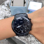 Fossil FS5474 44mm Men’s Quartz Watch – Black Dial & Black Strap