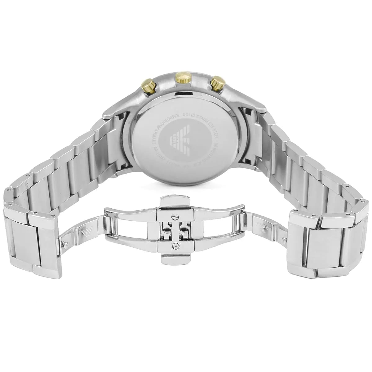 Emporio Armani Renato AR11047 43mm Men's Chronograph Watch – Grey Sunray & Silver Stainless Steel Bracelet