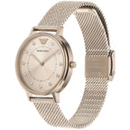 Emporio Armani Kappa AR11129 32mm Women's Quartz Watch – Gold Crystal-Set Sunray & Gold Stainless Steel Mesh Bracelet