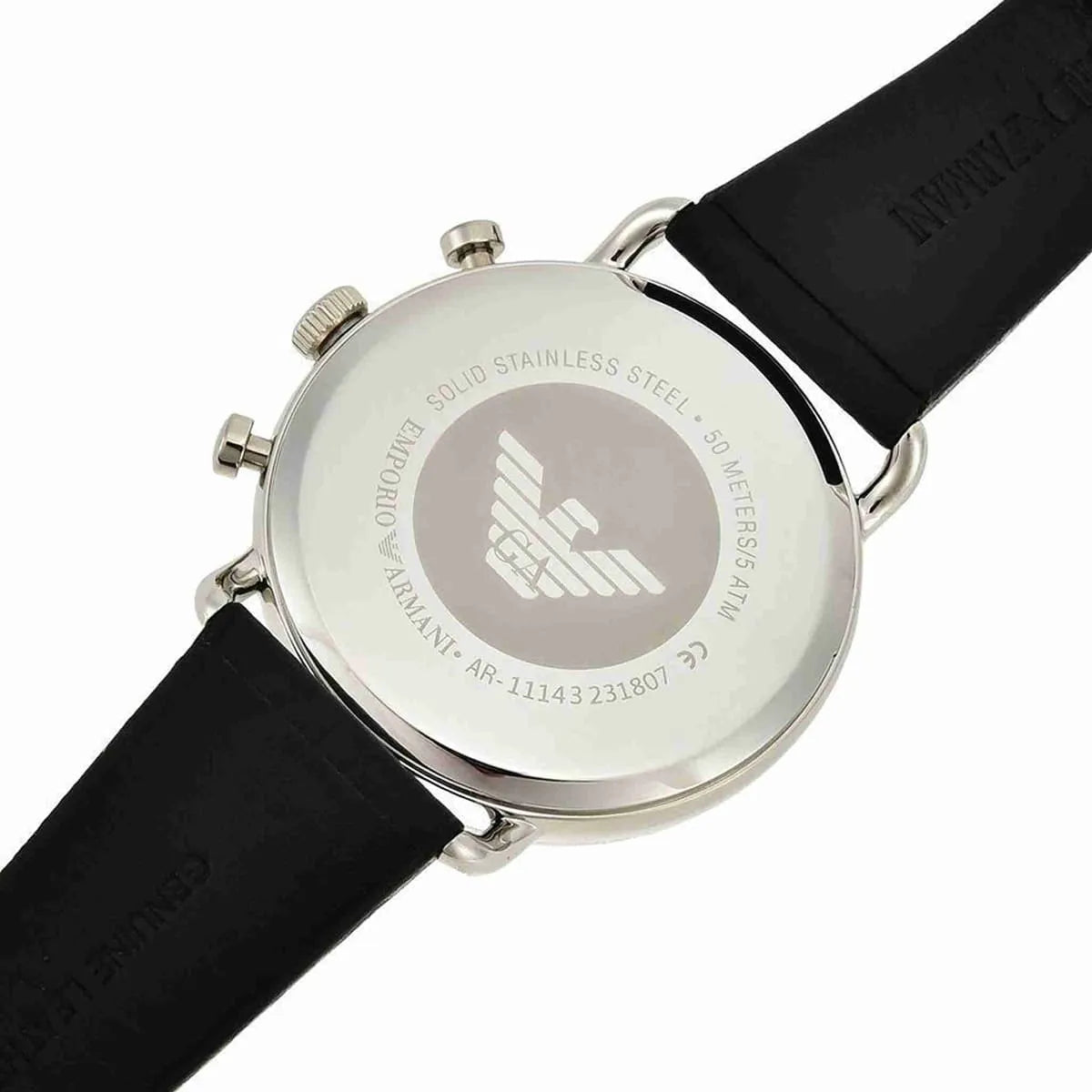 Emporio Armani Aviator AR11143 Men's Chronograph Watch – Black & Black Genuine Leather Strap