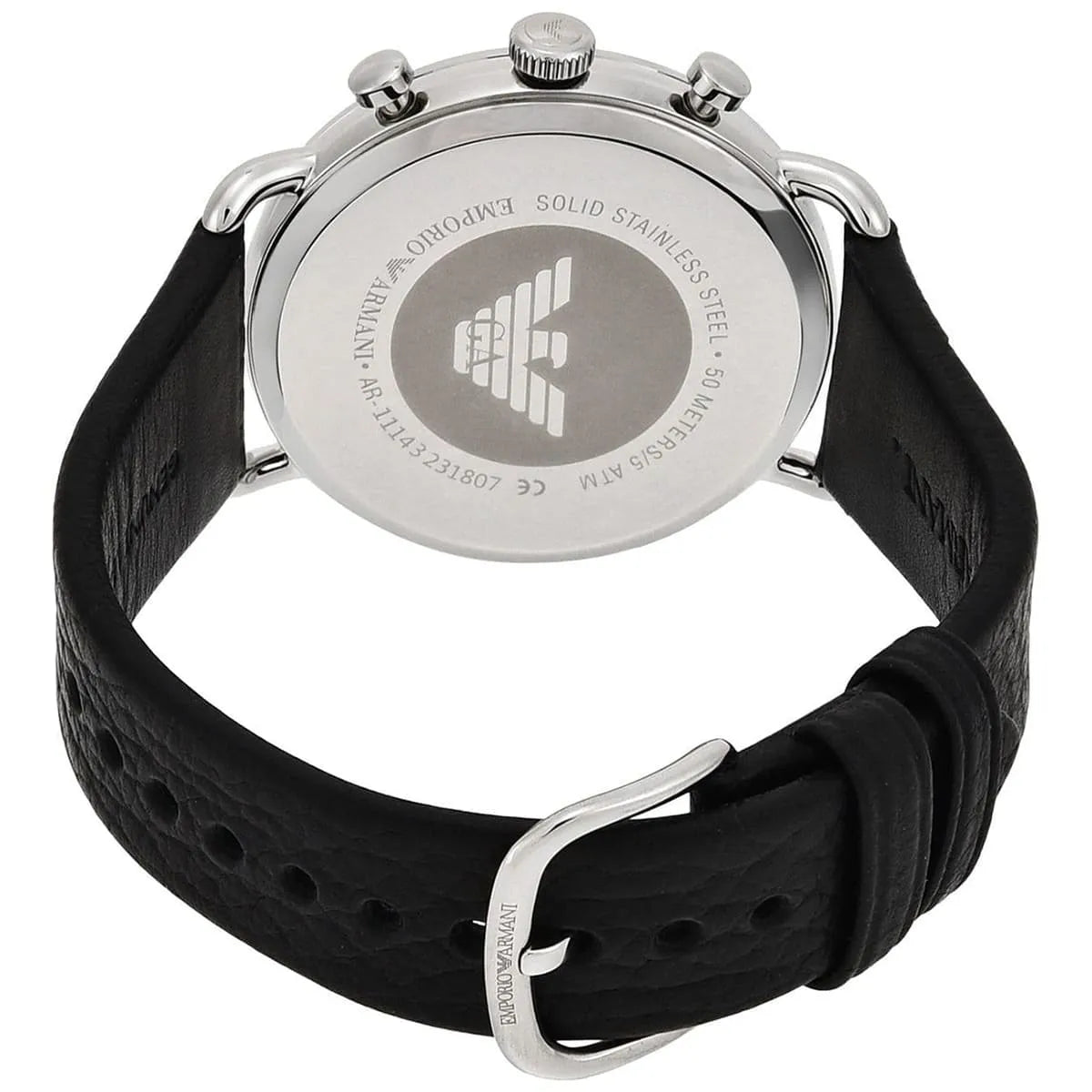 Emporio Armani Aviator AR11143 Men's Chronograph Watch – Black & Black Genuine Leather Strap