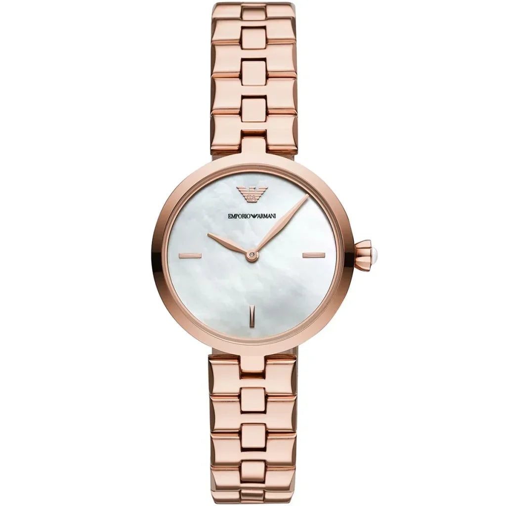 Emporio Armani Arianna AR11196 32mm Women's Quartz Watch – Mother-of-Pearl & Rose Gold Stainless Steel Bracelet