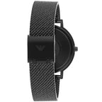 Emporio Armani Kappa AR11252 32mm Women's Quartz Watch – Black Crystal-Set Sunray & Black Stainless Steel Mesh Bracelet