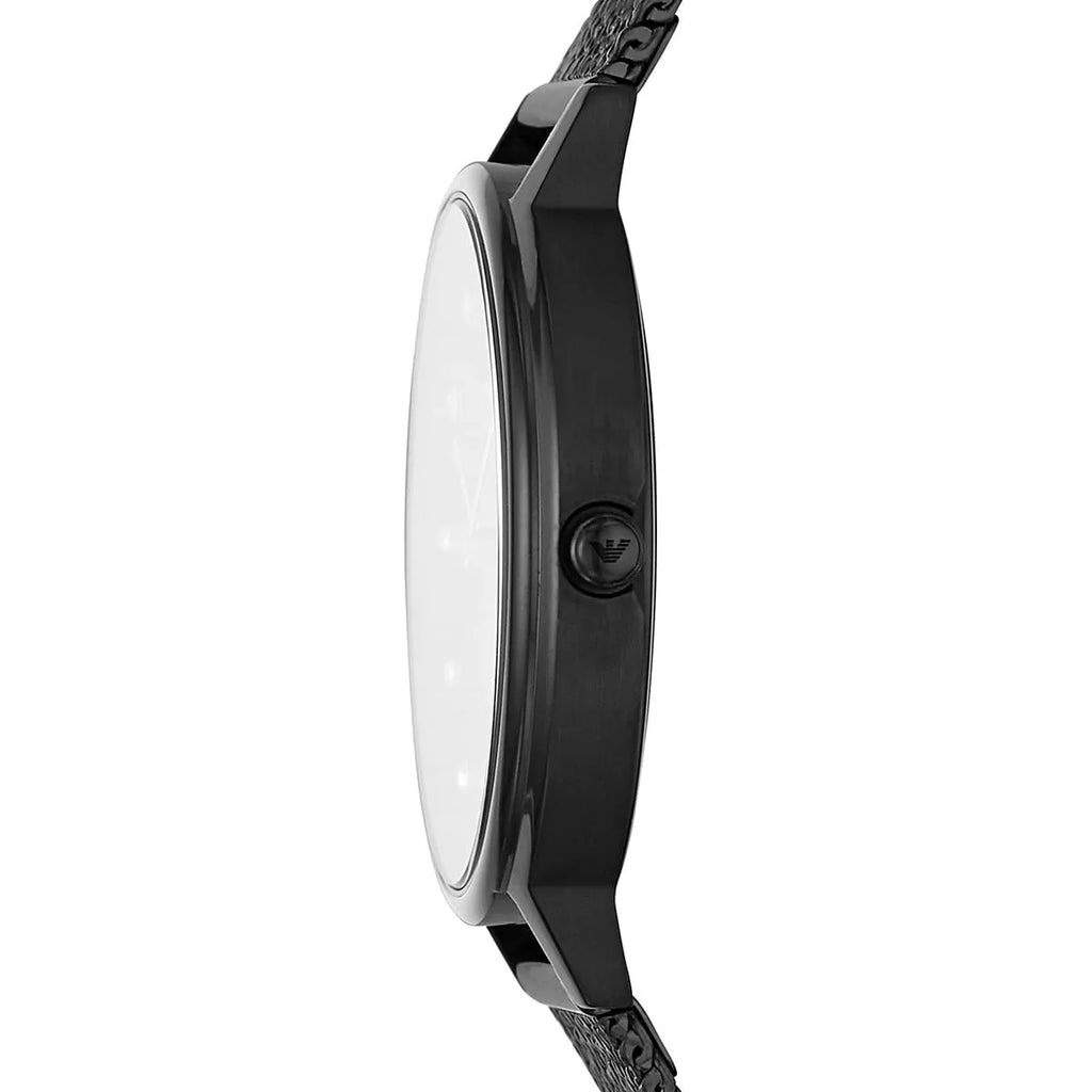 Emporio Armani Kappa AR11252 32mm Women's Quartz Watch – Black Crystal-Set Sunray & Black Stainless Steel Mesh Bracelet