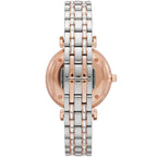Emporio Armani Gianni T-Bar AR11293 32mm Women's Quartz Watch – Rose Gold Crystal-Set & Two-Tone Silver and Rose Gold Stainless Steel Bracelet