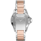 Emporio Armani Diver AR11340 Men's Chronograph Watch – Chocolate Brown Sunray & Rose Gold Stainless Steel Bracelet
