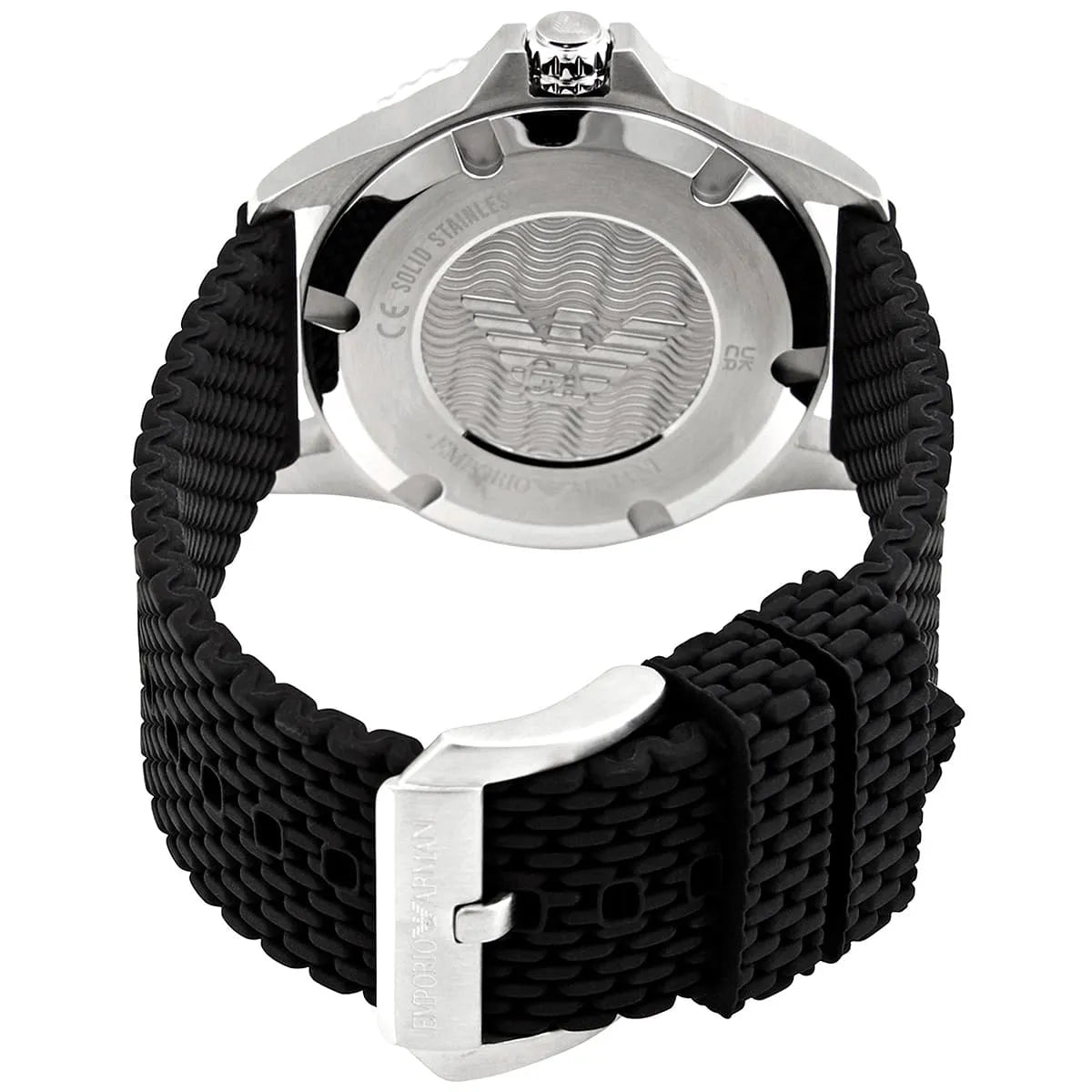 Emporio Armani Diver AR11341 43mm Men's Chronograph Watch – Black & Silver Stainless Steel Bracelet