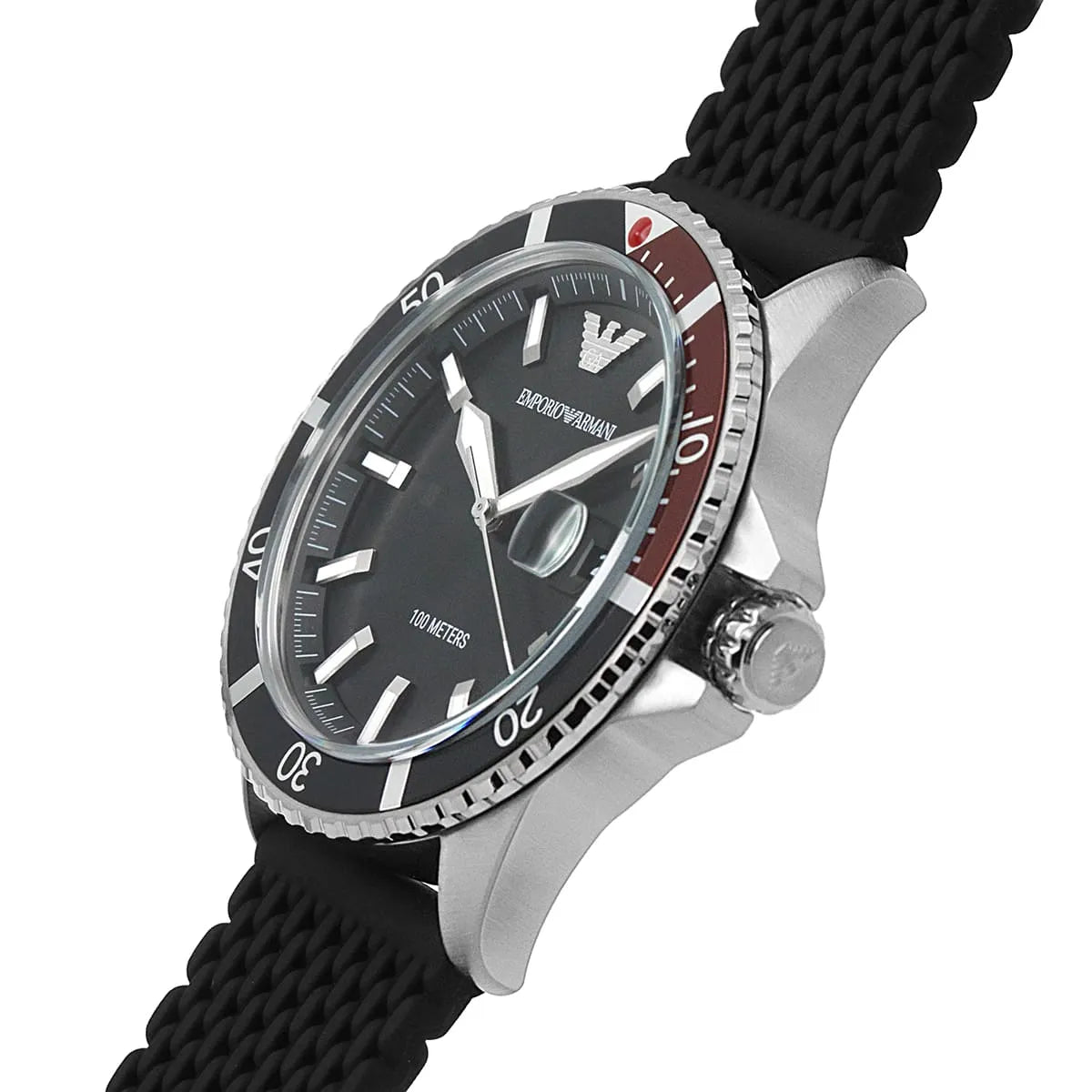 Emporio Armani Diver AR11341 43mm Men's Chronograph Watch – Black & Silver Stainless Steel Bracelet
