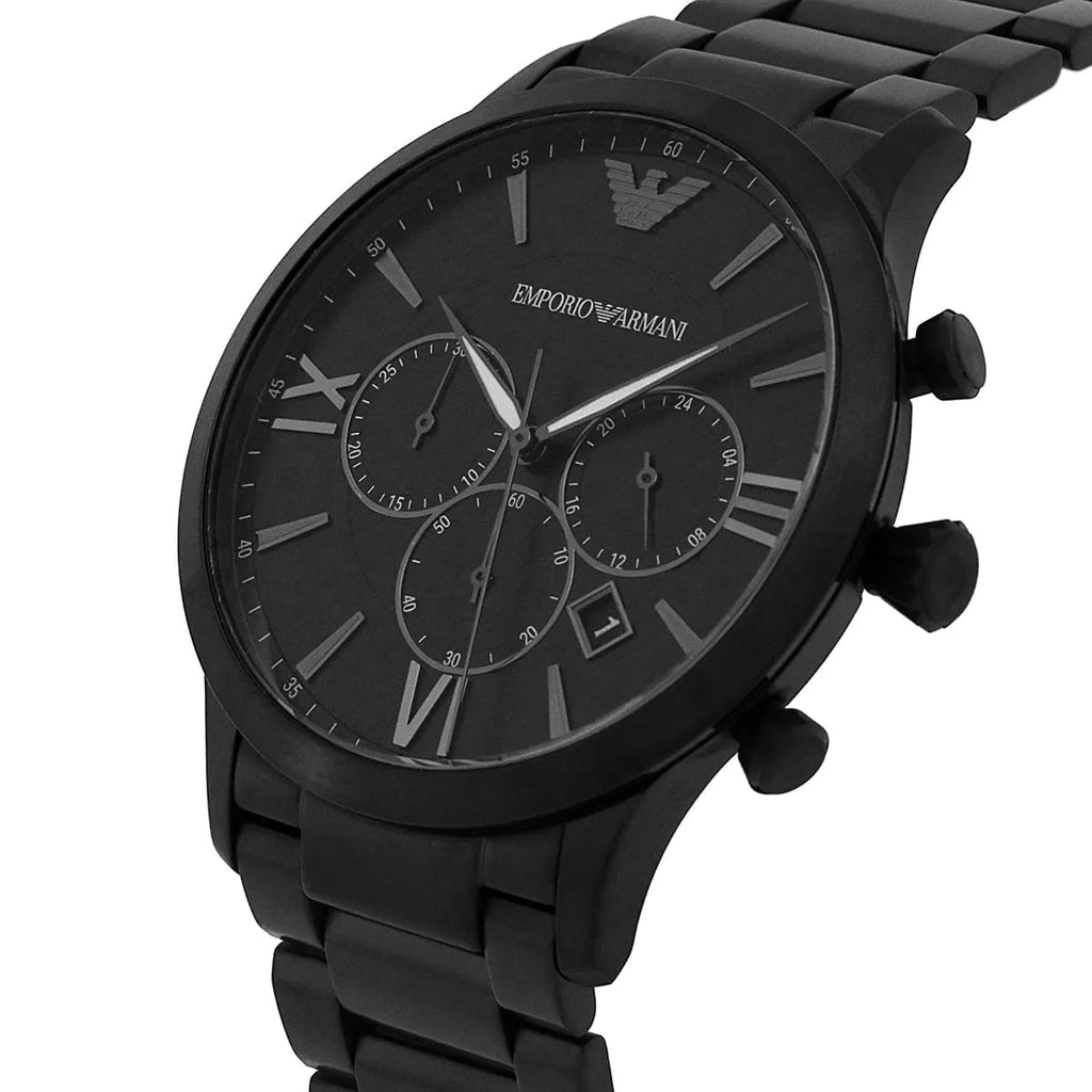 Emporio Armani Giovanni AR11349 43mm Men's Chronograph Watch – Black & Silver-Tone Stainless Steel Bracelet