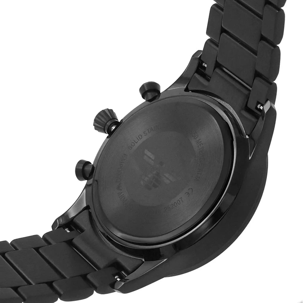 Emporio Armani Giovanni AR11349 43mm Men's Chronograph Watch – Black & Silver-Tone Stainless Steel Bracelet