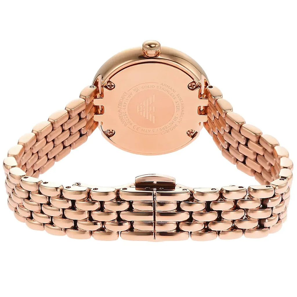 Emporio Armani Rosa AR11355 30mm Women's Quartz Watch – Mother-of-Pearl Crystal-Set & Rose Gold-Tone Stainless Steel Bracelet