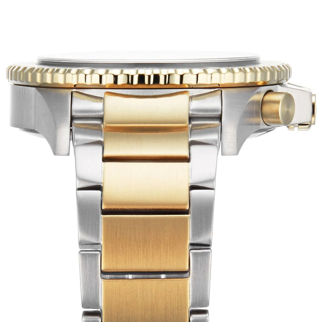 Emporio Armani Diver AR11361 43mm Men's Chronograph Watch – Two-Tone Sunray & Two-Tone Rubber Strap