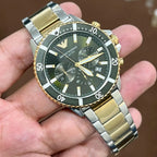 Emporio Armani Diver AR11361 43mm Men's Chronograph Watch – Two-Tone Sunray & Two-Tone Rubber Strap
