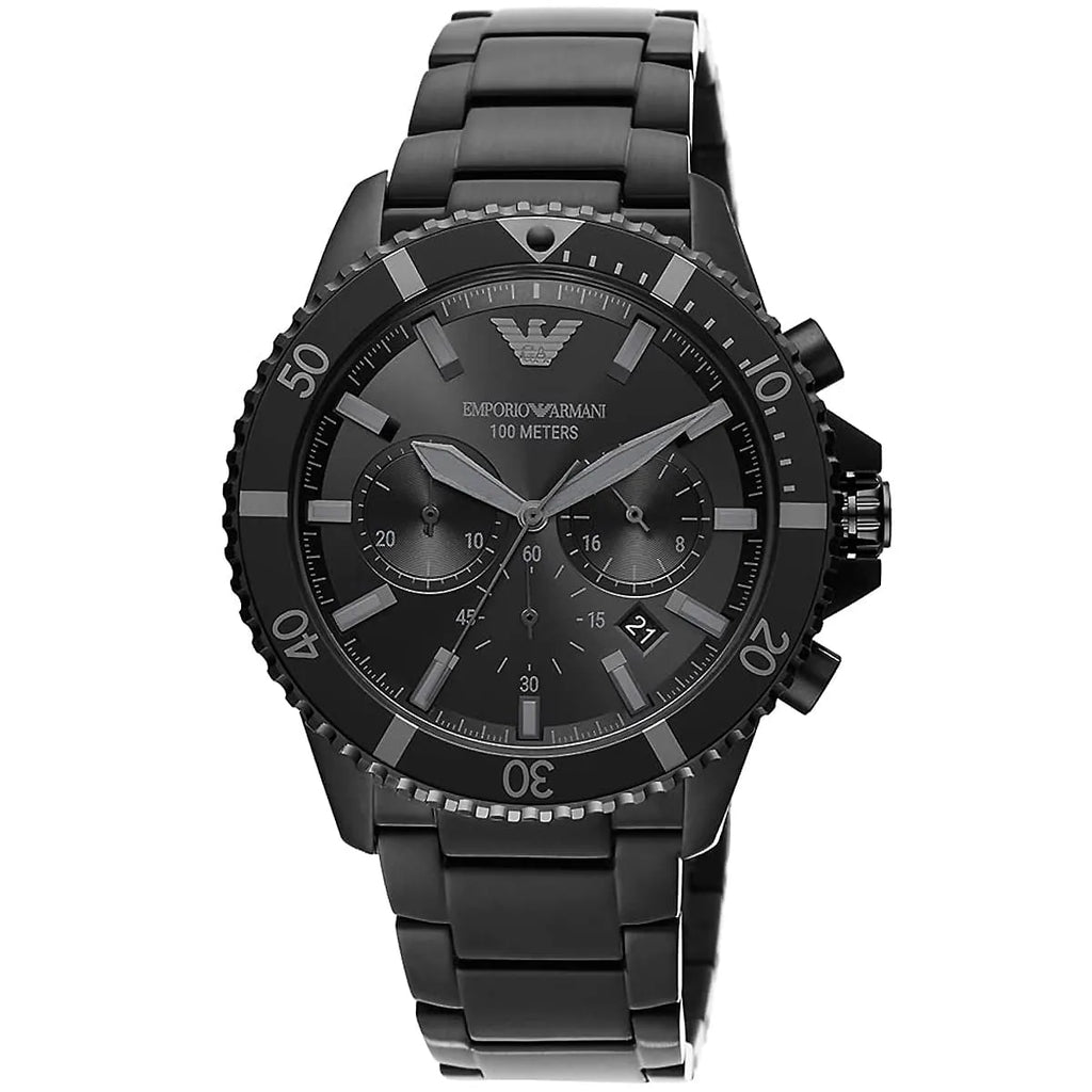 Emporio Armani Diver AR11363 Men's Chronograph Watch – Black & Black Stainless Steel Bracelet