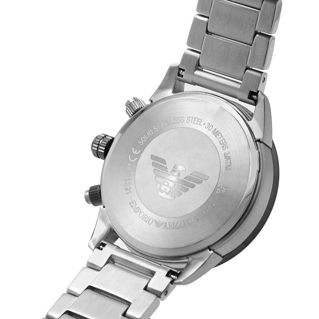 Emporio Armani Mario AR11391 Men's Chronograph Watch – Grey Sunray & Gunmetal Stainless Steel Bracelet