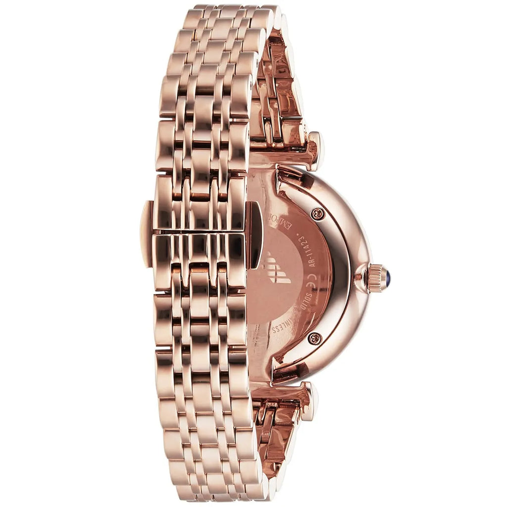 Emporio Armani Gianni T-Bar AR11423 32mm Women's Quartz Watch – Navy Blue & Rose Gold Stainless Steel Bracelet