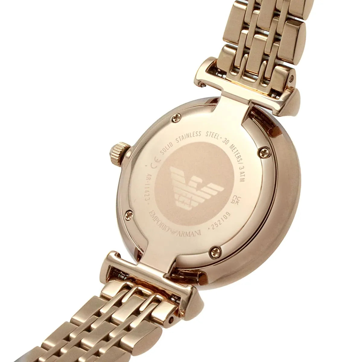 Emporio Armani Gianni T-Bar AR11423 32mm Women's Quartz Watch – Navy Blue & Rose Gold Stainless Steel Bracelet