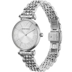 Emporio Armani Gianni T-Bar AR11445 32mm Women's Quartz Watch – Silver Crystal-Set & Silver Stainless Steel Bracelet