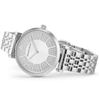 Emporio Armani Gianni T-Bar AR11445 32mm Women's Quartz Watch – Silver Crystal-Set & Silver Stainless Steel Bracelet