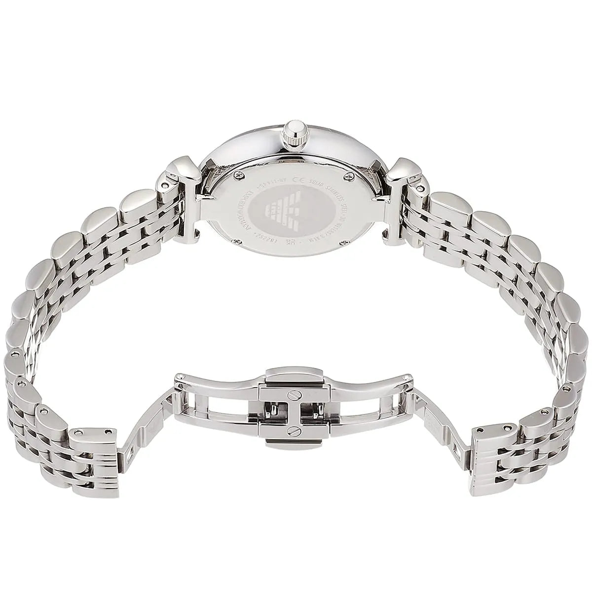 Emporio Armani Gianni T-Bar AR11445 32mm Women's Quartz Watch – Silver Crystal-Set & Silver Stainless Steel Bracelet