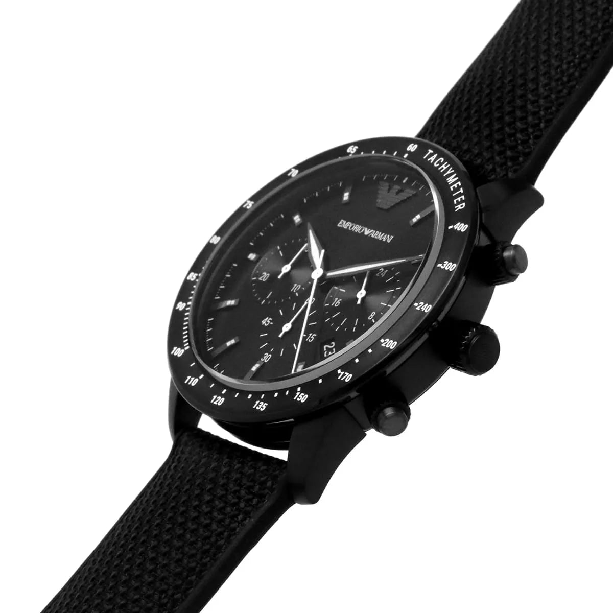 Emporio Armani Mario AR11453 43mm Men's Chronograph Watch – Black & Black Textile Strap