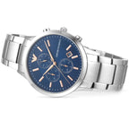 Emporio Armani Renato AR11458 43mm Men's Chronograph Watch – Royal Blue Textured & Royal Blue Stainless Steel Bracelet