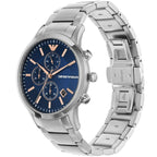 Emporio Armani Renato AR11458 43mm Men's Chronograph Watch – Royal Blue Textured & Royal Blue Stainless Steel Bracelet
