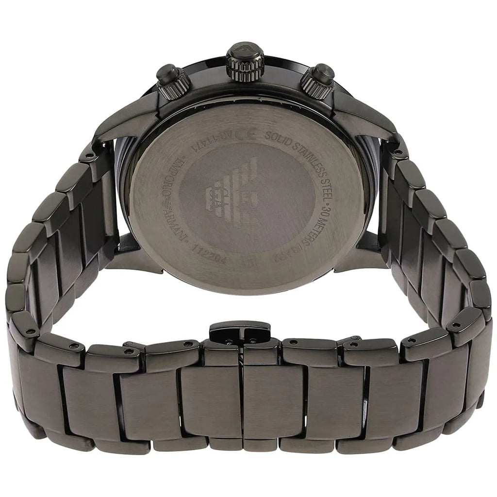Emporio Armani Mario AR11471 43mm Men's Chronograph Watch – Silver & Gunmetal Stainless Steel Bracelet