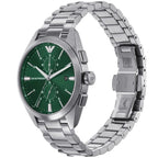 Emporio Armani Claudio AR11480 43mm Men's Chronograph Watch – Green Sunray & Silver Stainless Steel Bracelet