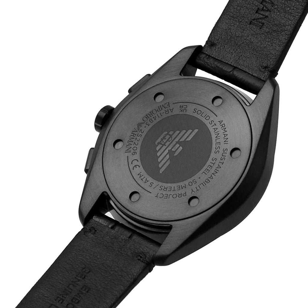 Emporio Armani Claudio AR11483 43mm Men's Chronograph Watch – Black & Black Genuine Leather Strap