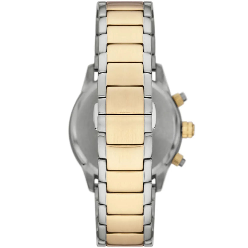 Emporio Armani Mario AR11521 43mm Men's Chronograph Watch – Black & Two-Tone Stainless Steel Bracelet
