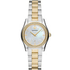 Emporio Armani Federica AR11559 32mm Women's Quartz Watch – Mother-of-Pearl Crystal-Set & Two-Tone Silver and Rose Gold Stainless Steel Bracelet