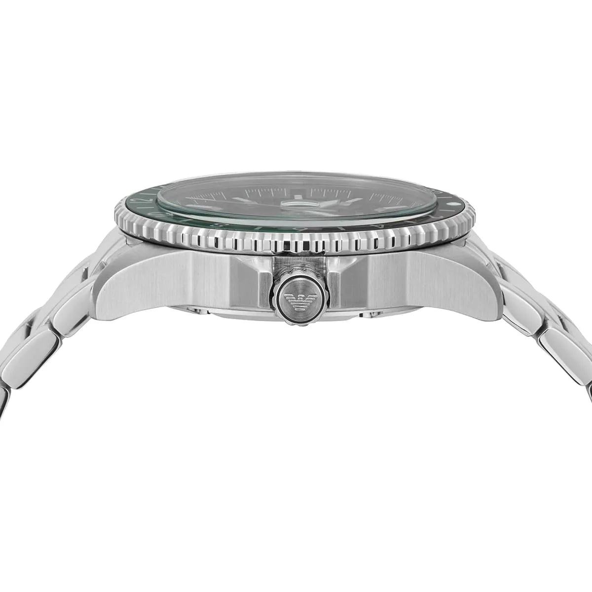 Emporio Armani Diver AR11589 43mm Men's Quartz Watch – Black Textured & Silver-Tone Stainless Steel Bracelet