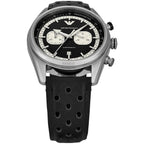 Emporio Armani Racer AR11635 42mm Men's Chronograph Watch – Black & Black Genuine Leather Strap
