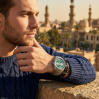 Emporio Armani Racer AR11637 42mm Men's Chronograph Watch – Emerald Green Sunray & Silver Stainless Steel Bracelet