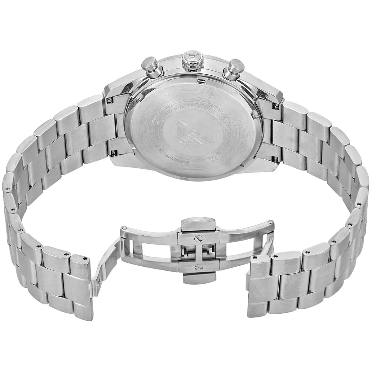 Emporio Armani Racer AR11637 42mm Men's Chronograph Watch – Emerald Green Sunray & Silver Stainless Steel Bracelet