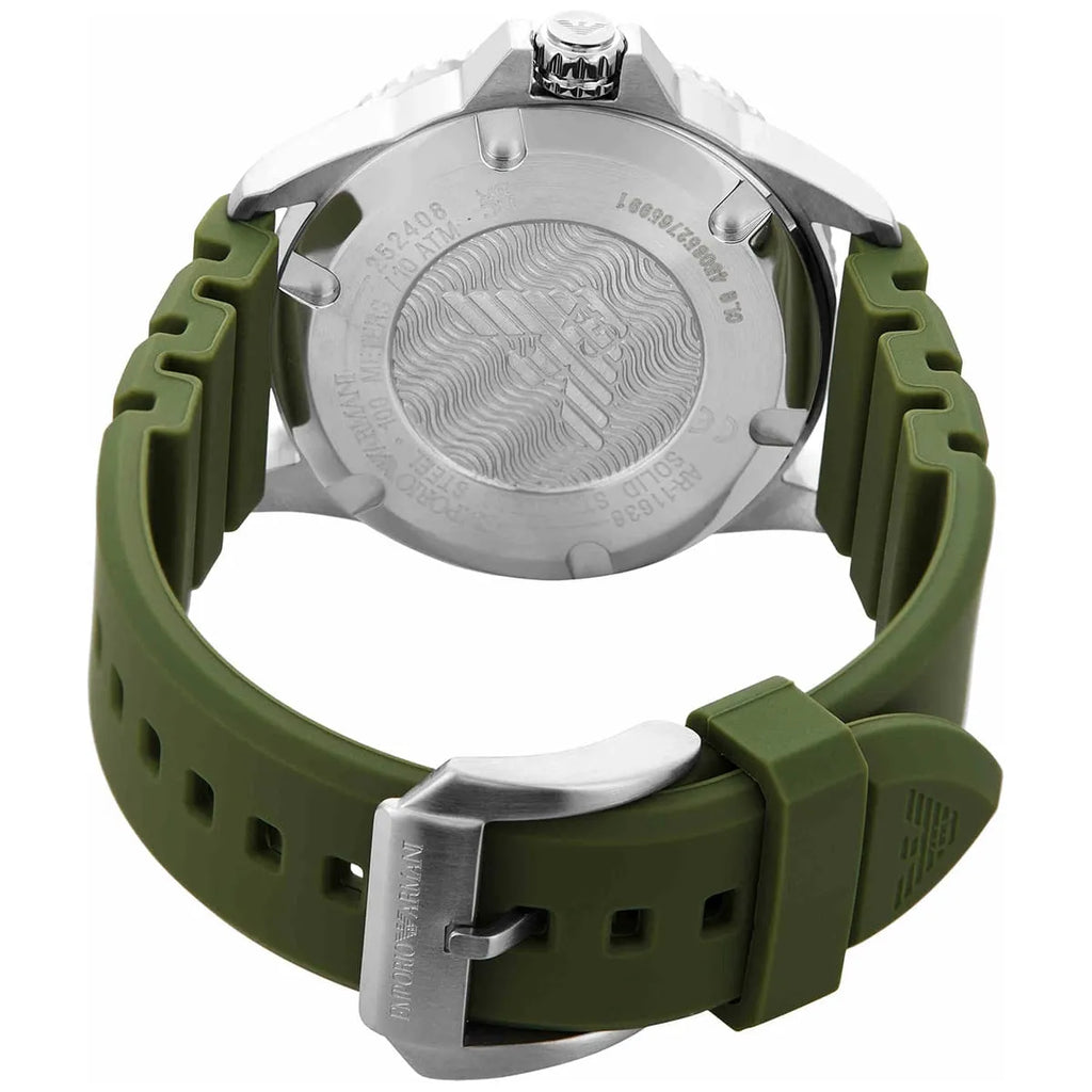 Emporio Armani World Explorer AR11638 42mm Men's Quartz Watch – Emerald Green Sunray & Green Rubber Strap