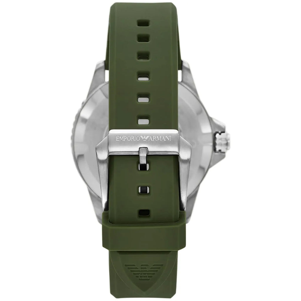 Emporio Armani World Explorer AR11638 42mm Men's Quartz Watch – Emerald Green Sunray & Green Rubber Strap